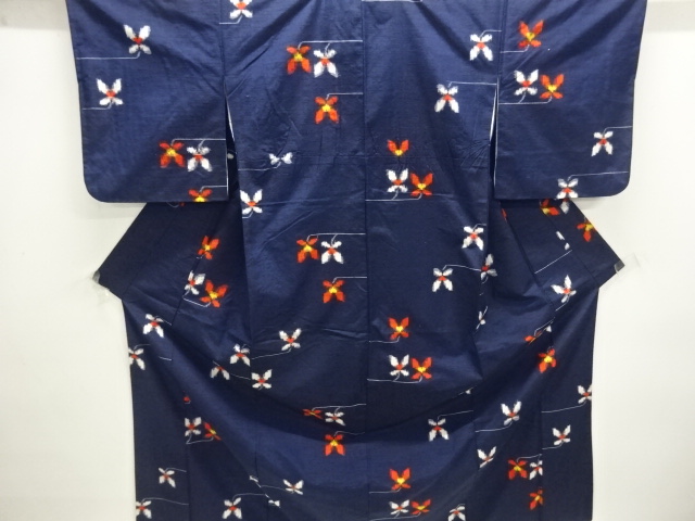 JAPANESE KIMONO / TSUMUGI / WOVEN FLOWER